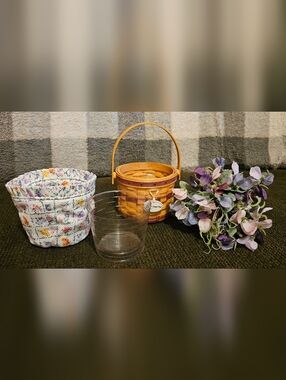 Longaberger Collectors Club Miniature Sweet Pea Basket Liner Pro Tie-on Flowers